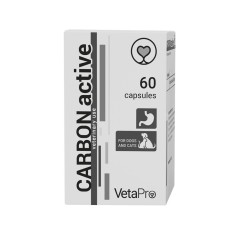 VETAPRO CARBON ACTIVE 500MG 60CAP CUT SUPORT GASTROINTESTINAL CAINI SI PISICI