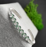 Cumpara ieftin Bratara Model Fixa ( Bangle) Din Argint Cu Elemente Zirconii si Smarald -, Argintboutique