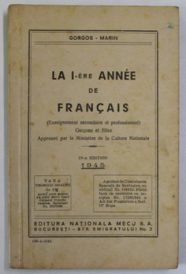 LA I - ere ANNEE DE FRANCAIS par GORGOS et MARIN , 1945 foto