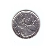 Moneda Canada 25 cents/centi 2014, stare foarte buna, curata
