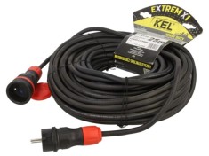Prelungitor alimentare KEL 3x2,5mm2 25m 16A cu 1 priză și gumă neagră