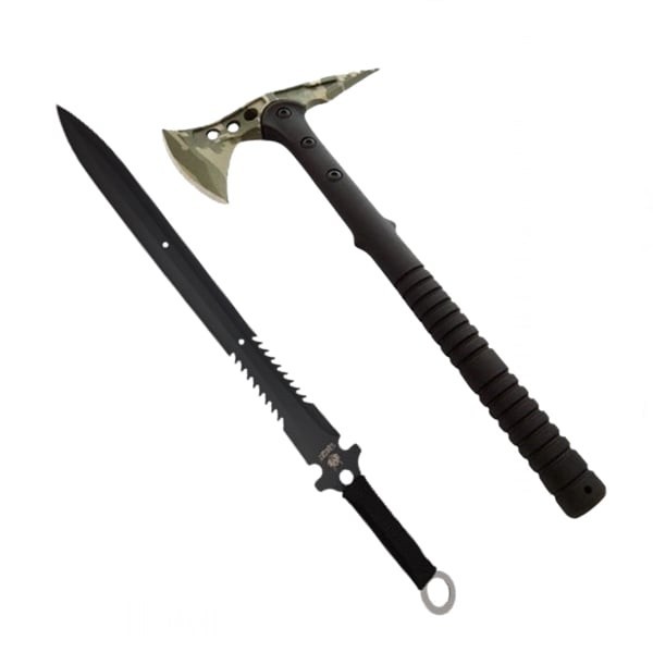 Set topor si sabie de vanatoare, DEPOX&reg;, otel inoxidabil, 40 cm, teaca inclusa