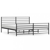 Cumpara ieftin Cadru pat metalic cu tablii de cap/picioare, negru, 200x200 cm