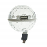 Mini Glob USB cu Led 4W multicolor RGB , Omega Magic Disco Ball 45233, cu conector microUSB pentru smartphone