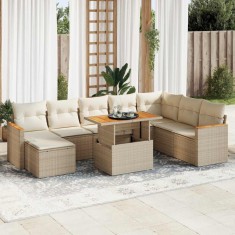 vidaXL Set canapele grădină cu perne 9 piese bej poliratan/lemn acacia 3327523