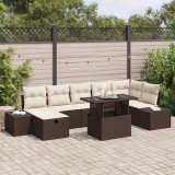 vidaXL Set de canapele pentru grădină cu pernă 8 pcs Maro Rattan poli 3359885