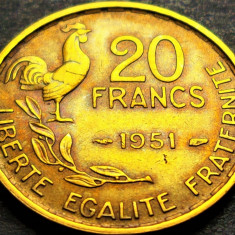 Moneda istorica 20 FRANCI - FRANTA, anul 1951 *cod 483 D