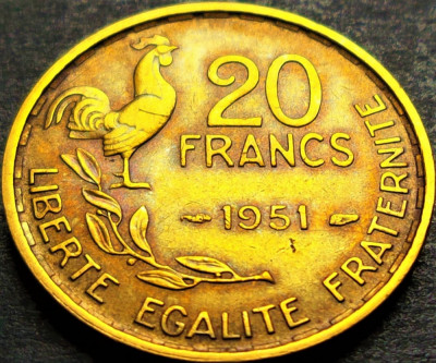 Moneda istorica 20 FRANCI - FRANTA, anul 1951 *cod 483 D foto