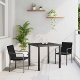 vidaXL Set de masă pentru grădină 3 pcs Negru Rattan poli