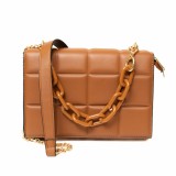 Geanta din Piele Eco Maro cu Design Patrate Fashion