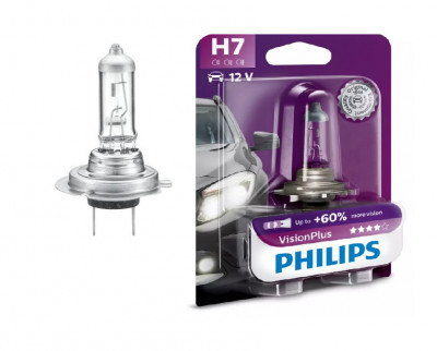 Bec H7 PHILIPS 99ZS203P, 12V; 55W; VisionPlus; 60% mai usor; Px26d; ECE, 1 buc. foto