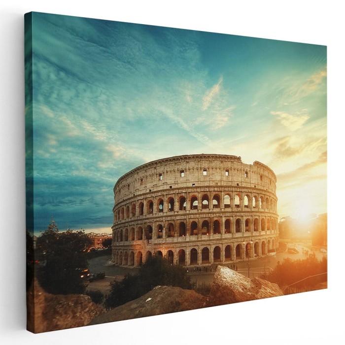 Tablou Colosseumul Roma Italia la apus Tablou canvas pe panza CU RAMA 70x100 cm