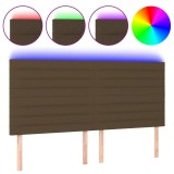 Cumpara ieftin Tablie de pat cu LED, maro inchis, 160x5x118/128 cm, textil
