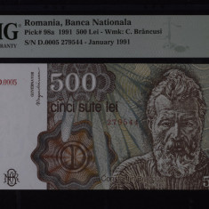 500 lei 1991, Ianuarie gradata PMG 66 EPQ Gem Unc