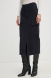 Sandro Ferrone fusta culoarea albastru marin, midi, drept, SFS32YBEMIRKO