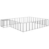 VidaXL Padoc pentru c&acirc;ini, negru, 25,41 m&sup2;, oțel