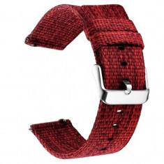 Curea material textil, compatibila cu Cookoo Smart Watch, Telescoape QR, 22mm, Mahon Red foto