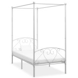 Cumpara ieftin Cadru de pat cu baldachin, alb, 120 x 200 cm, metal