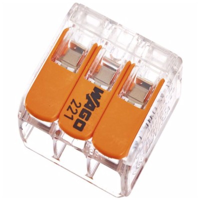 Conector Wago 221-413, compact, 3 fire, 0.02-4 mmp, set 50 bucati foto