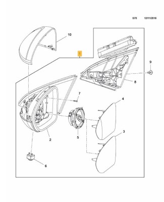 Oglinda usa exterioara Opel Insignia, 03.2017-, partea Dreapta, reglare electrica; grunduit; incalzit; sticla convexa; geam cromat; rabatabil; memori foto