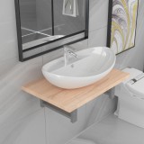 vidaXL Set mobilier de baie din două piese, stejar, ceramică 279329