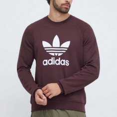 adidas Originals hanorac de bumbac barbati, culoarea maro, cu imprimeu