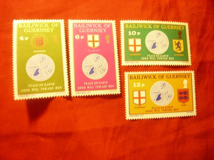 Serie Guernsey 1975 - Craciunul - Pacea , 4 valori