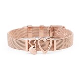 Bratara MBrands charm, din inox, ajustabila, inchidere catarama,diverse culori Rose Gold