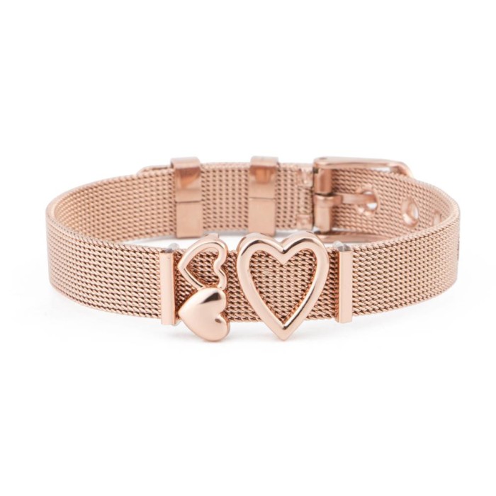 Bratara MBrands charm, din inox, ajustabila, inchidere catarama,diverse culori Rose Gold
