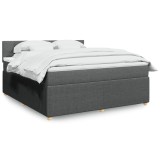 Gossi pat box spring cu saltea, gri inchis, 180x200 cm, textil