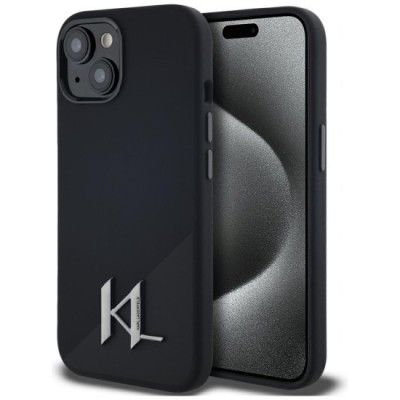 Husa pentru iPhone 15 - Karl Lagerfeld Silicone MagSafe (KLHMP15SSCMKMPCK) - Shadow Metal Initial foto