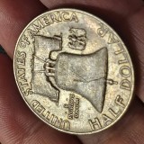 Statele Unite ale Americii , HALF DOLLAR ( 1/2 DOLAR ) , argint an 1956 , patina , detalii