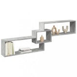 Dulap perete Gossi, 158x18x53 cm, gri beton, lemn prelucrat, raft suspendat, depozitare, economie spatiu