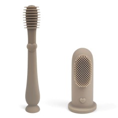 Set periuta de dinti si degetar NippleBaby, pentru igiena dentara sau masarea gingiilor inflamate pentru nou nascuti, bebelusi si copii, curatare dint