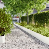 Borduri Gazon vidaXL, 10 buc, 25x103 cm, Otel Laminat, Alb, Margini Gradina, Decor, Montaj Facil