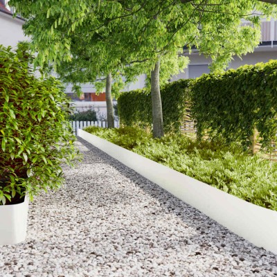 vidaXL Borduri de gazon 10 buc Alb 25x103 cm Oțel laminat la rece foto