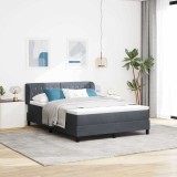 Cumpara ieftin Pat din catifea gri &icirc;nchis cu arcuri și saltea 140x190 cm