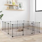 VidaXL Cușcă animale de companie cu ușă 12 panouri negru 35x35 cm oțel