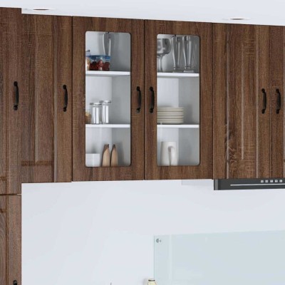 vidaXL Dulap suspendat de bucătărie cu raft cu ușă 2 pcs Stejar &amp;icirc;nchis 885000 foto