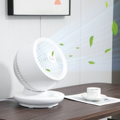 HOMCOM Ventilator pentru flux de aer cu 3 viteze, oscilare la 70? inclinare la 90?, ventilator personal de pus pe masa pentru camera de zi, dormitor, foto