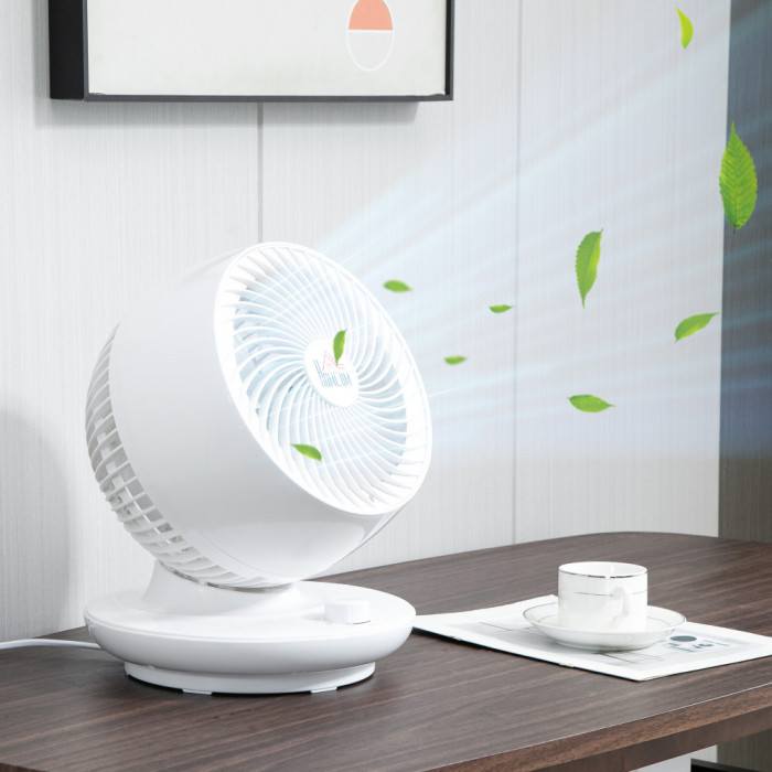 HOMCOM Ventilator pentru flux de aer cu 3 viteze, oscilare la 70&deg; inclinare la 90&deg;, ventilator personal de pus pe masa pentru camera de zi, dormitor,