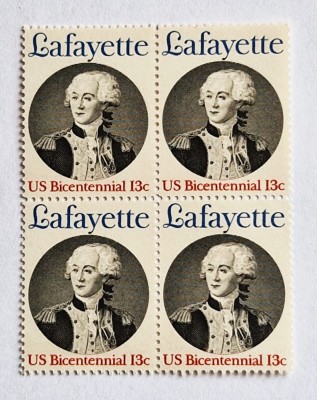 4 timbre Statele Unite bloc de 4 val. MNH 1977 MARQUIS de LAFAYETTE _Scott 1716 foto