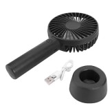 Mini ventilator portabil, cu acumulator, incarcare USB, putere 2W, din ABS, negru