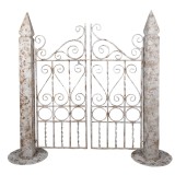 Cumpara ieftin Poarta gradina decorativa fier alb maro 163x40x157 cm