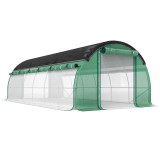 Outsunny Seră tip tunel 6 x 3 x 2 m cu plasă de protecție solară, pereți laterali rulabili, &icirc;nvelitoare din plastic, cadru din oțel, verde | Aosom Rom