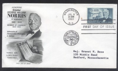 United States 1961 George William Norris FDC K.608 foto