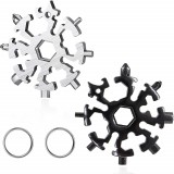 Set de 2 instrumente multifunctionale pentru bricolaj 20 in 1 Shengruili, otel inoxidabil, negru/argintiu, 6,9 x 6,9 cm