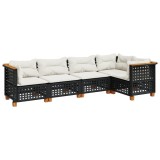 Set mobilier de gradina cu perne, 5 piese, negru, poliratan