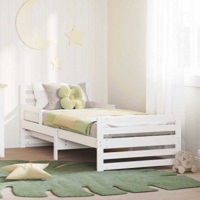 vidaXL Cadru de pat extensibil pentru copii Alb 80 x 130 / 165 / 200 cm 877207 foto