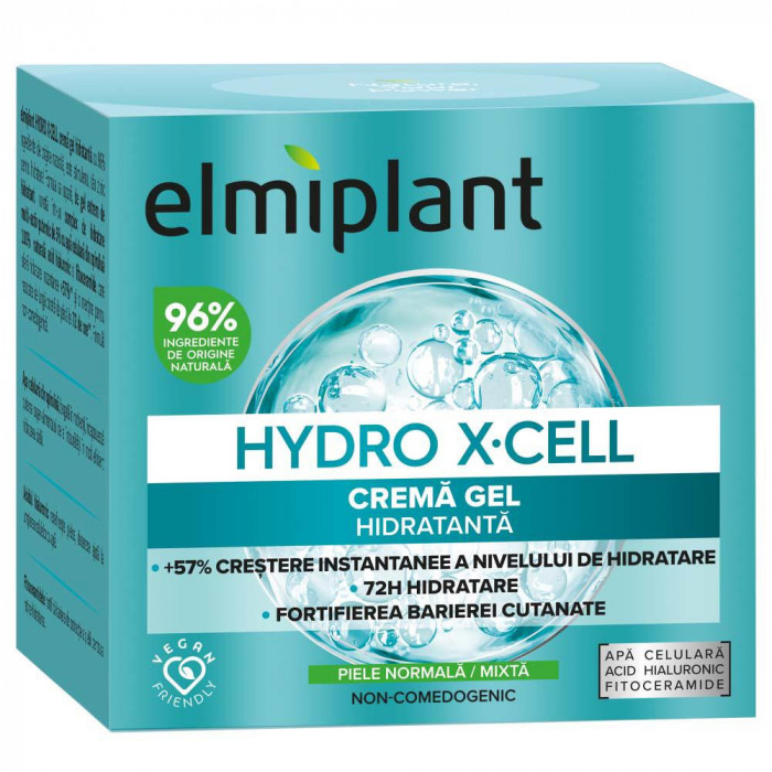 Crema Gel Hidratanta pentru Fata si Gat Hydro X-Cell 50 mililitri Elmiplant